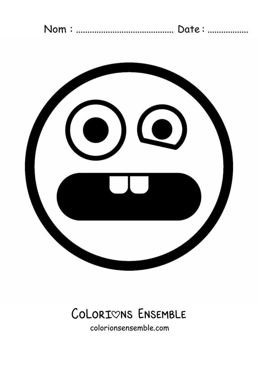 Image à colorier d'un emoji effrayé animé