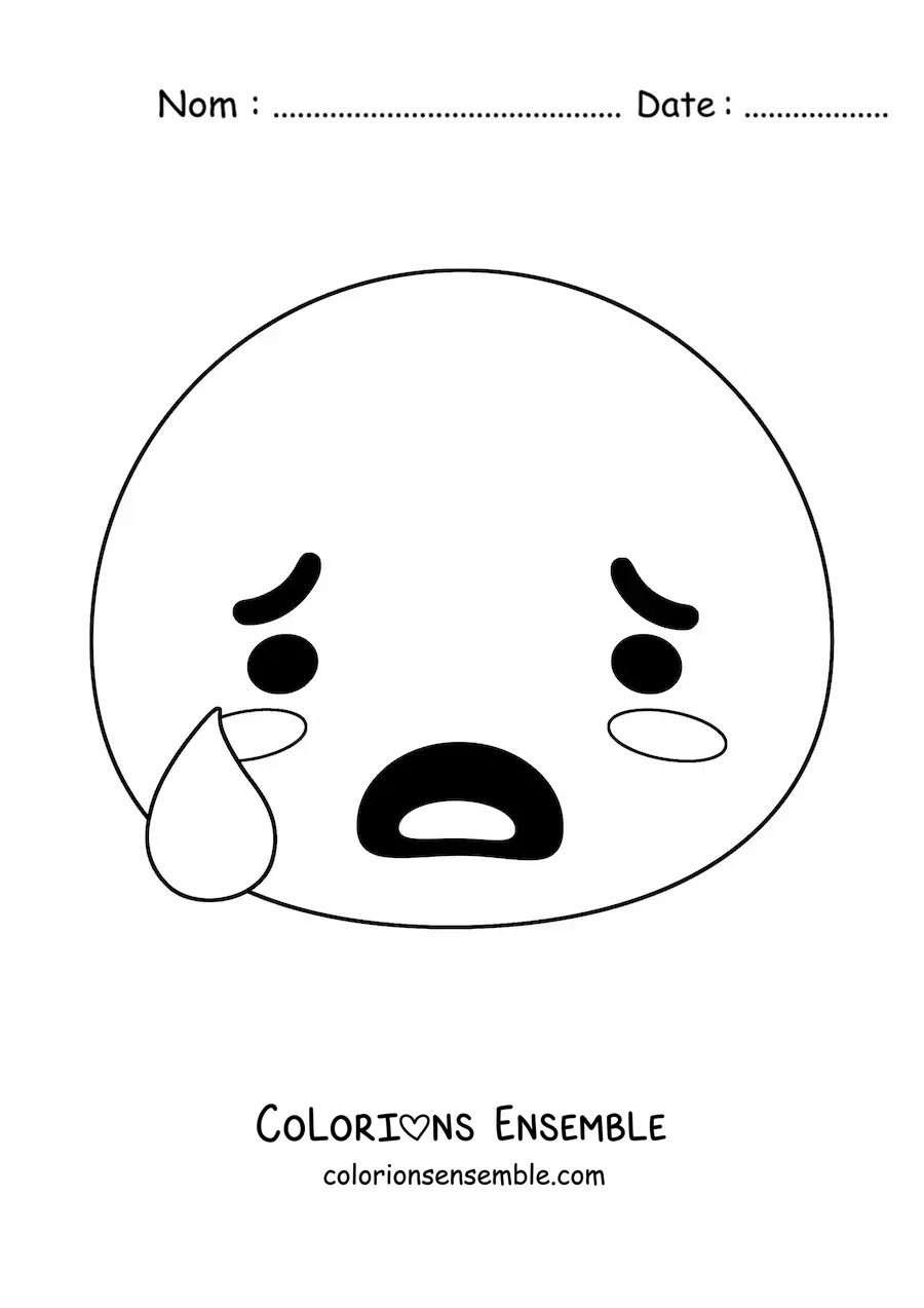 Image à colorier d'un emoji de peur animé