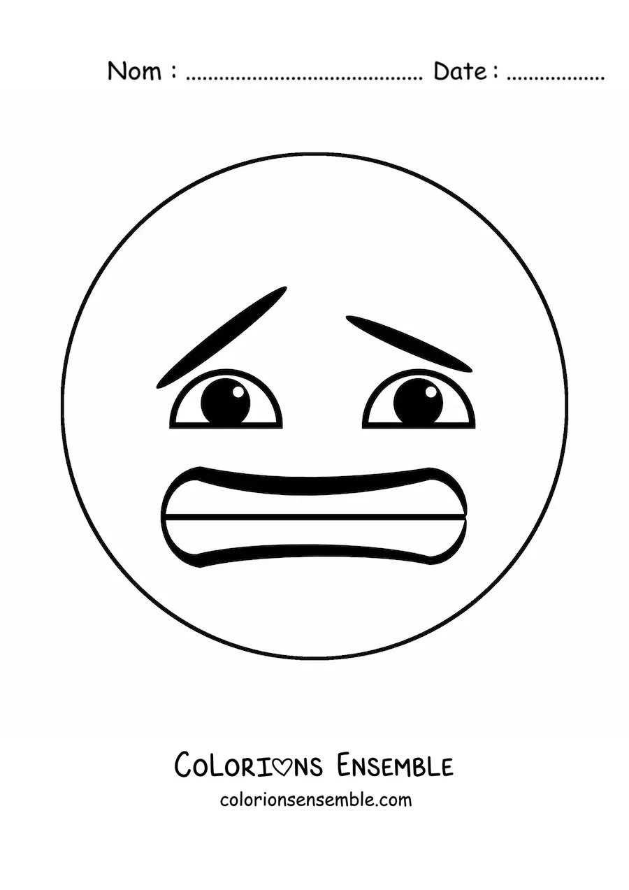 Image à colorier d'un emoji effrayé