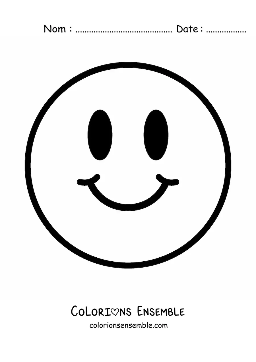 Image à colorier d'un emoji de visage heureux