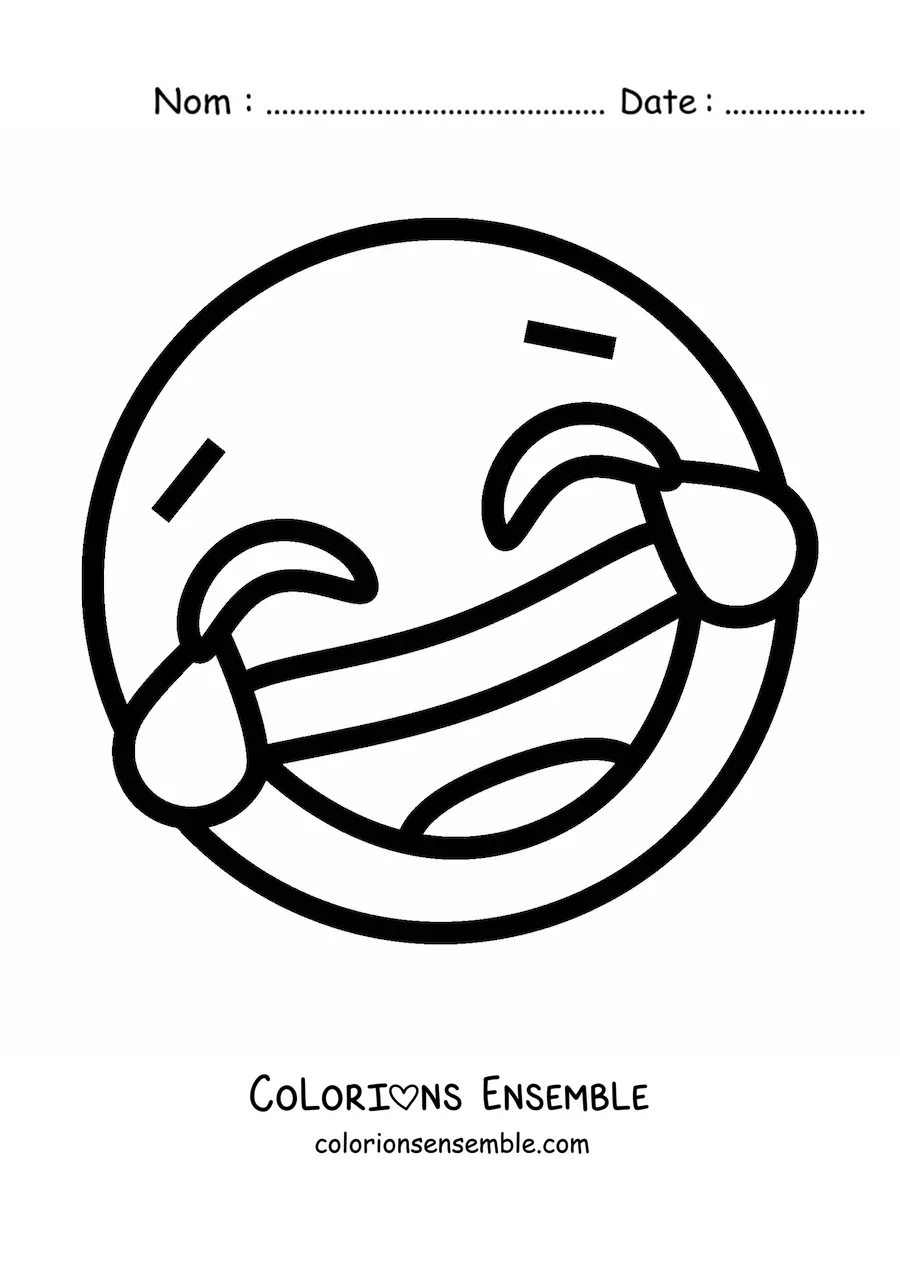 Image à colorier d'un emoji qui rit