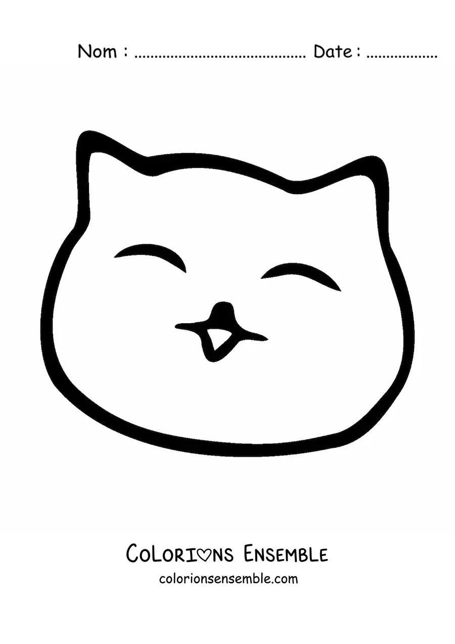 Image à colorier d'un emoji de chat heureux