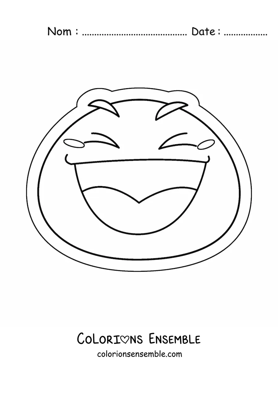 Image à colorier d'un emoji qui rit