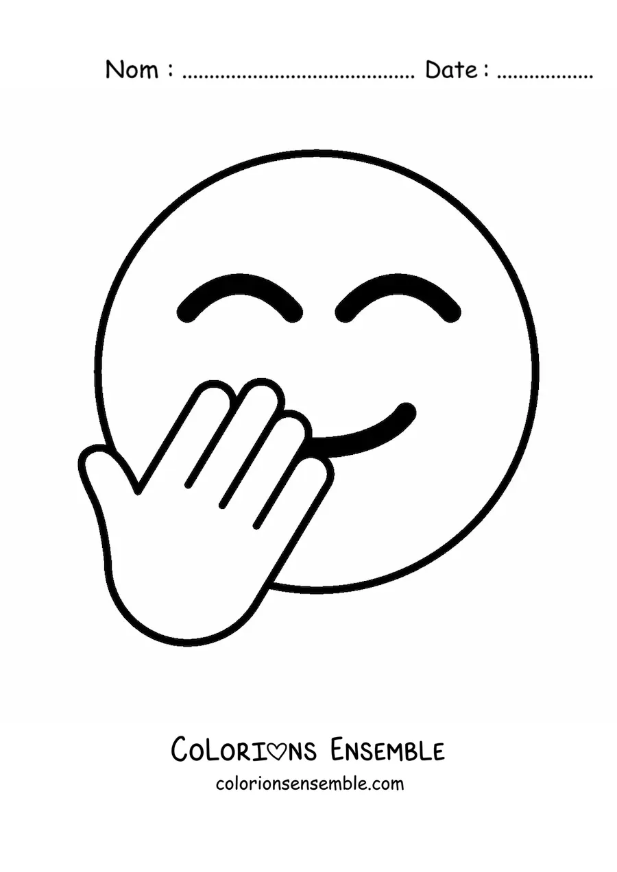 Image à colorier d'un emoji de visage qui rit