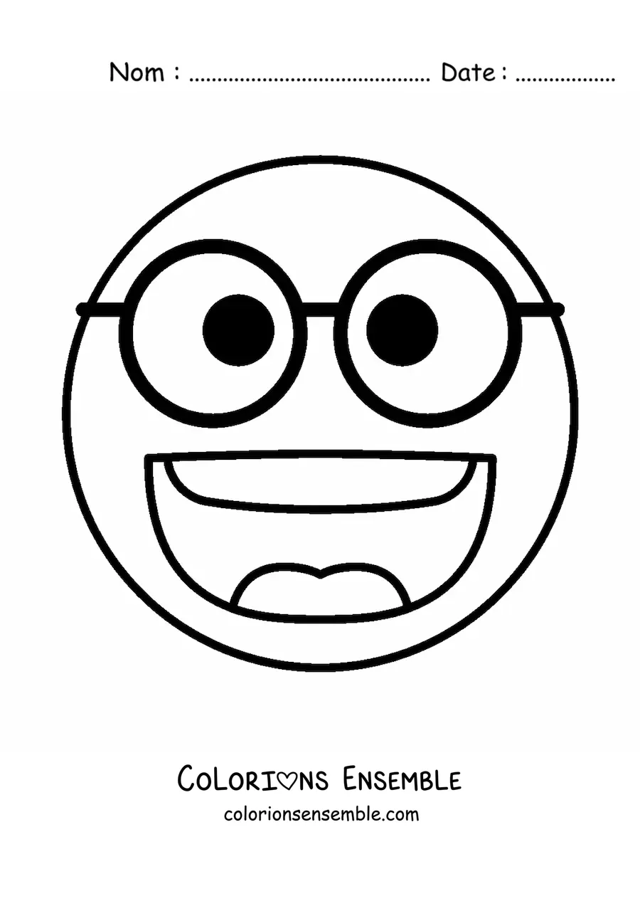 Image à colorier d'un visage heureux avec des lunettes