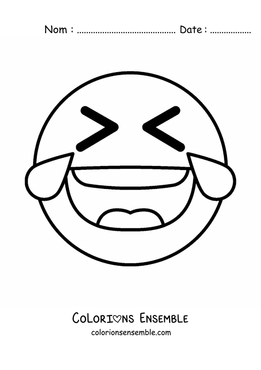 Image à colorier d'un emoji qui rit