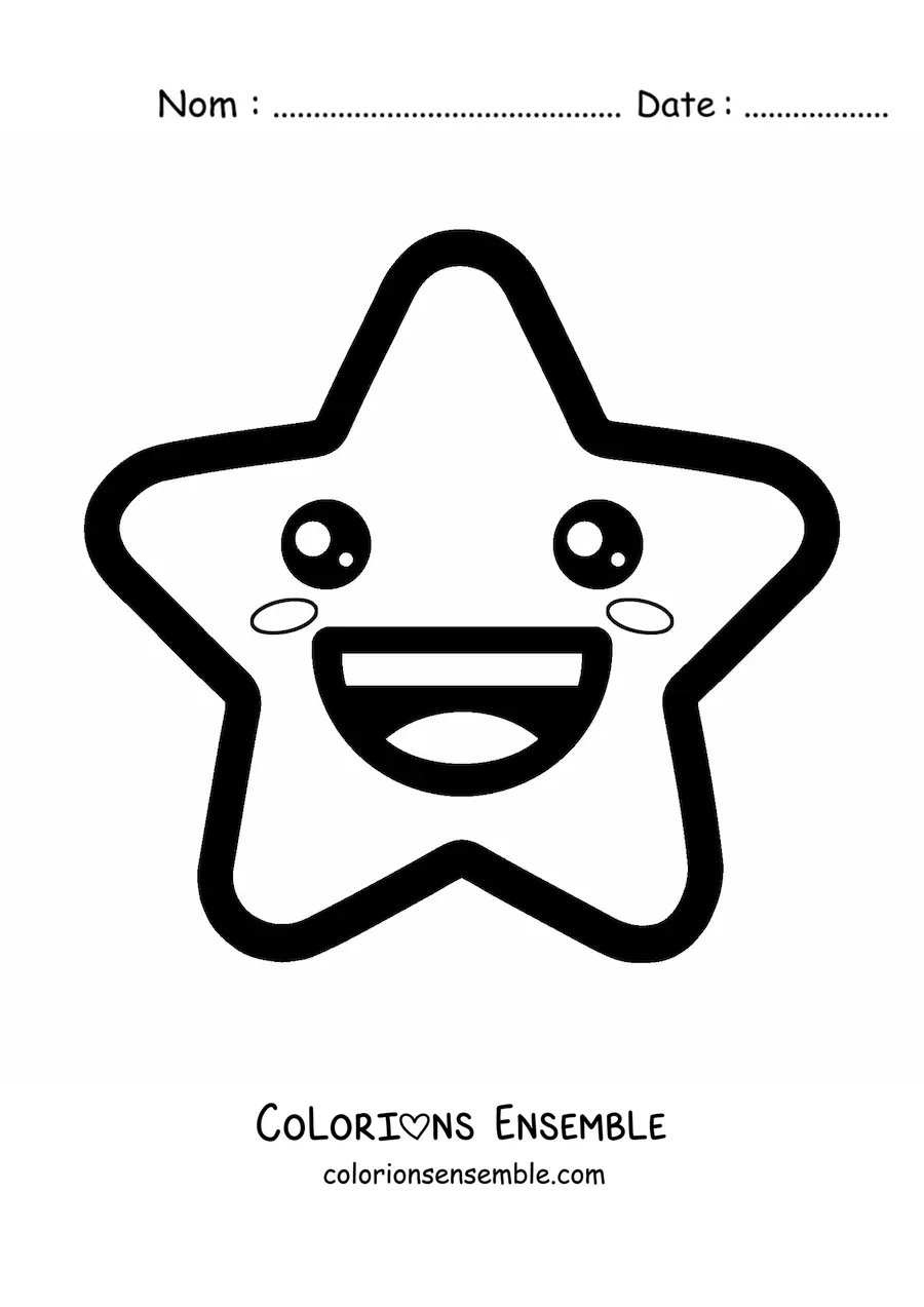 Image à colorier d'un emoji d'étoile heureuse