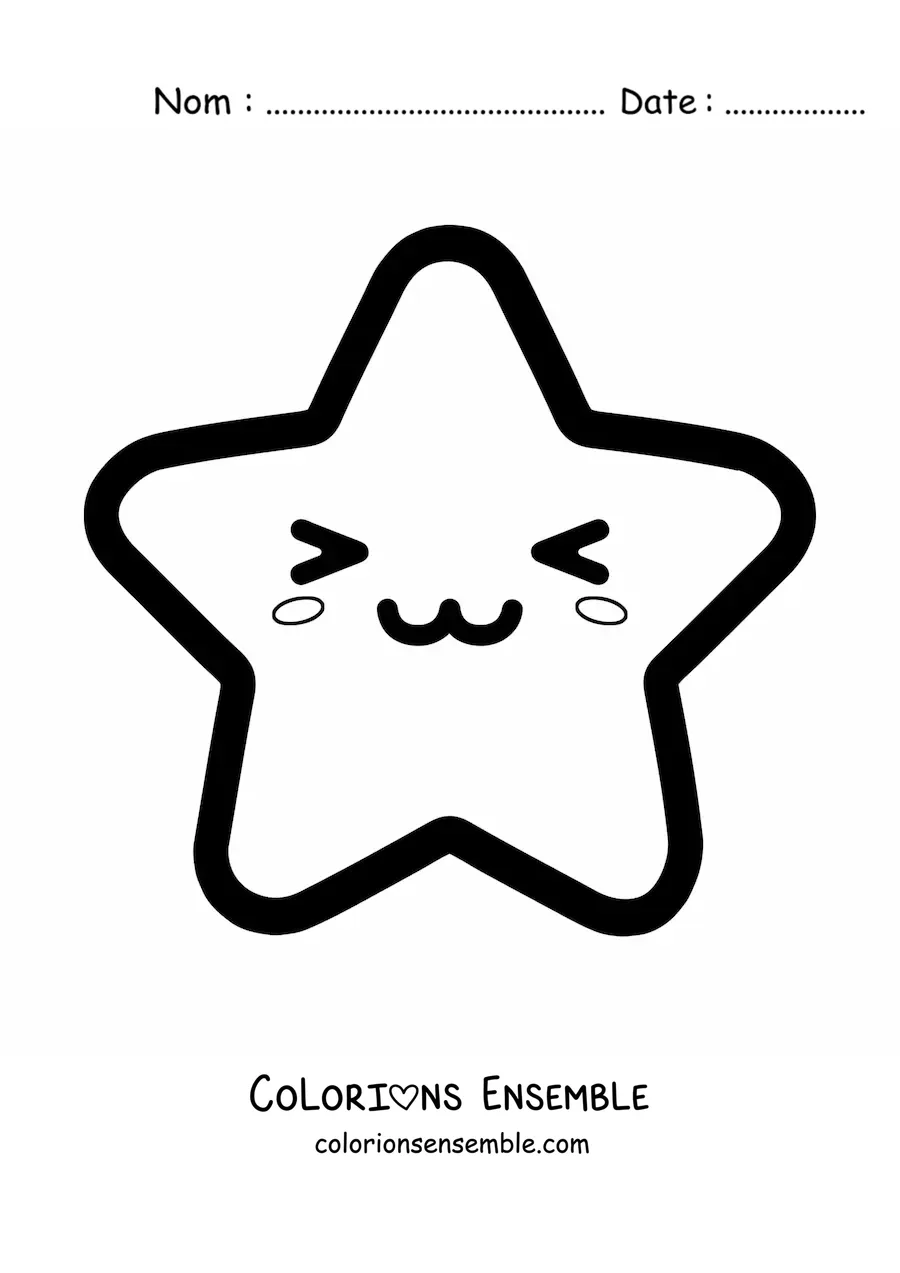 Image à colorier d'un emoji d'étoile heureuse kawaii