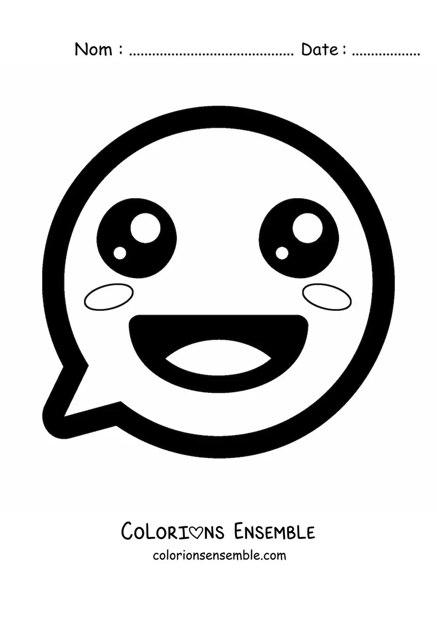 Image à colorier d'un emoji de visage souriant kawaii