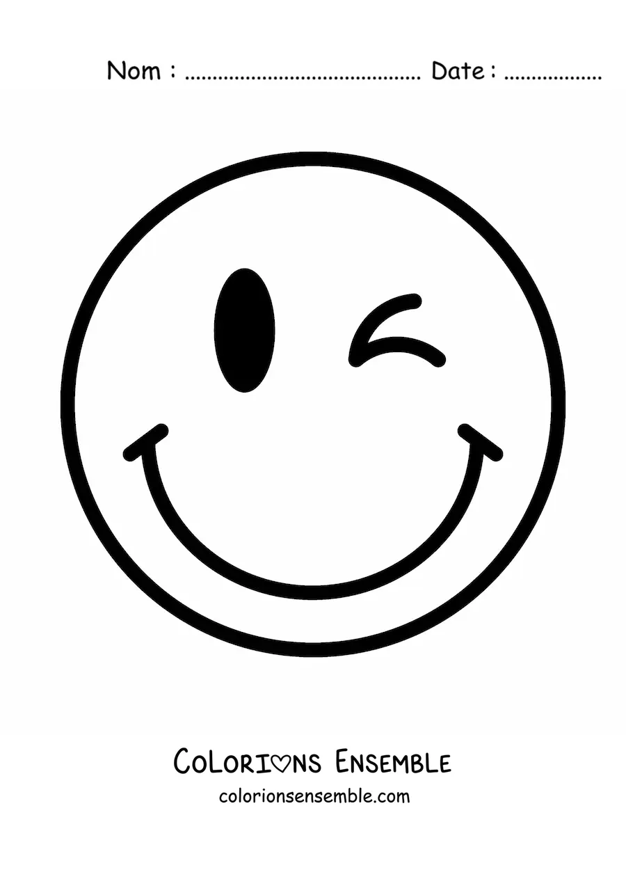 Image à colorier d'un grand visage heureux