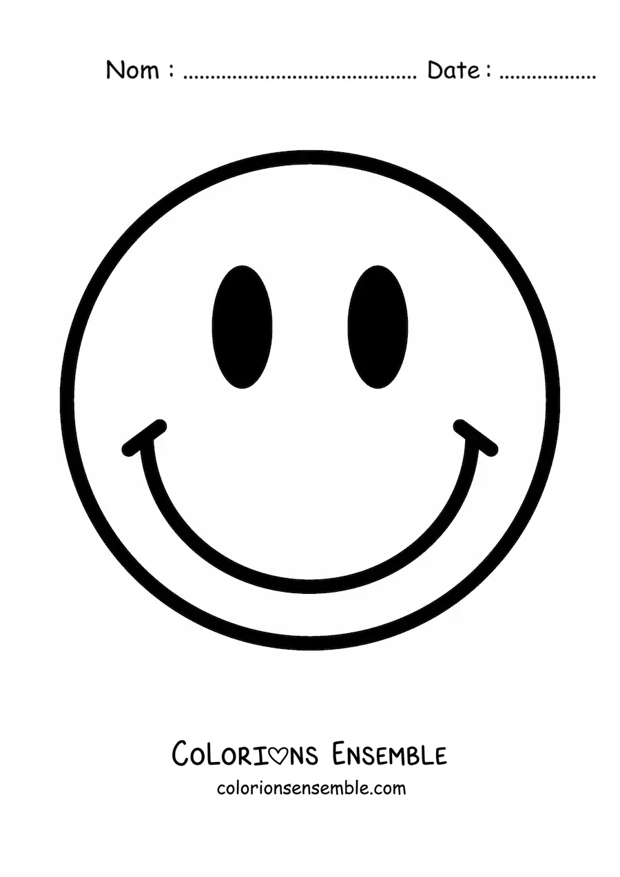 Image à colorier d'un visage heureux facile