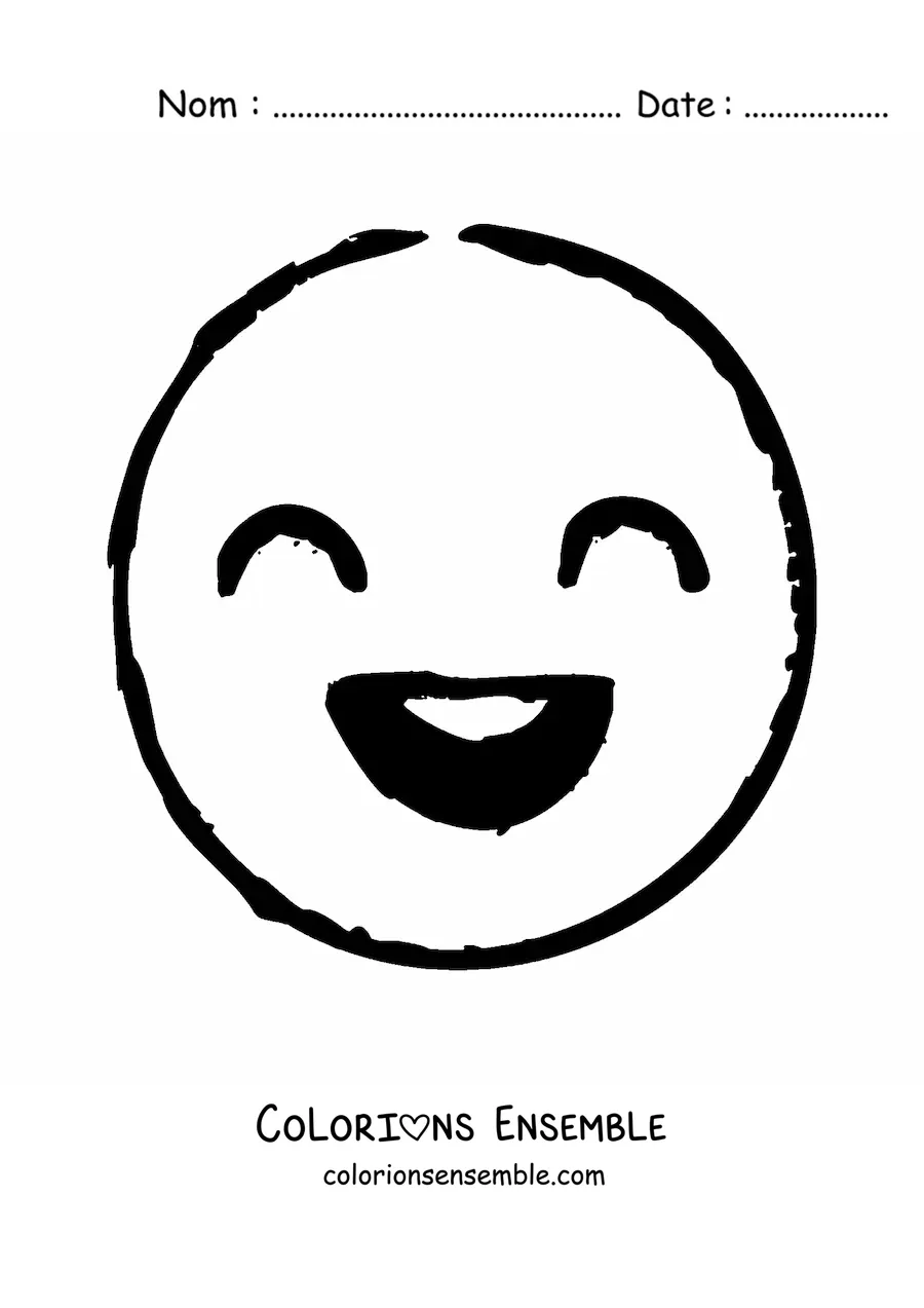 Image à colorier d'un emoji du bonheur