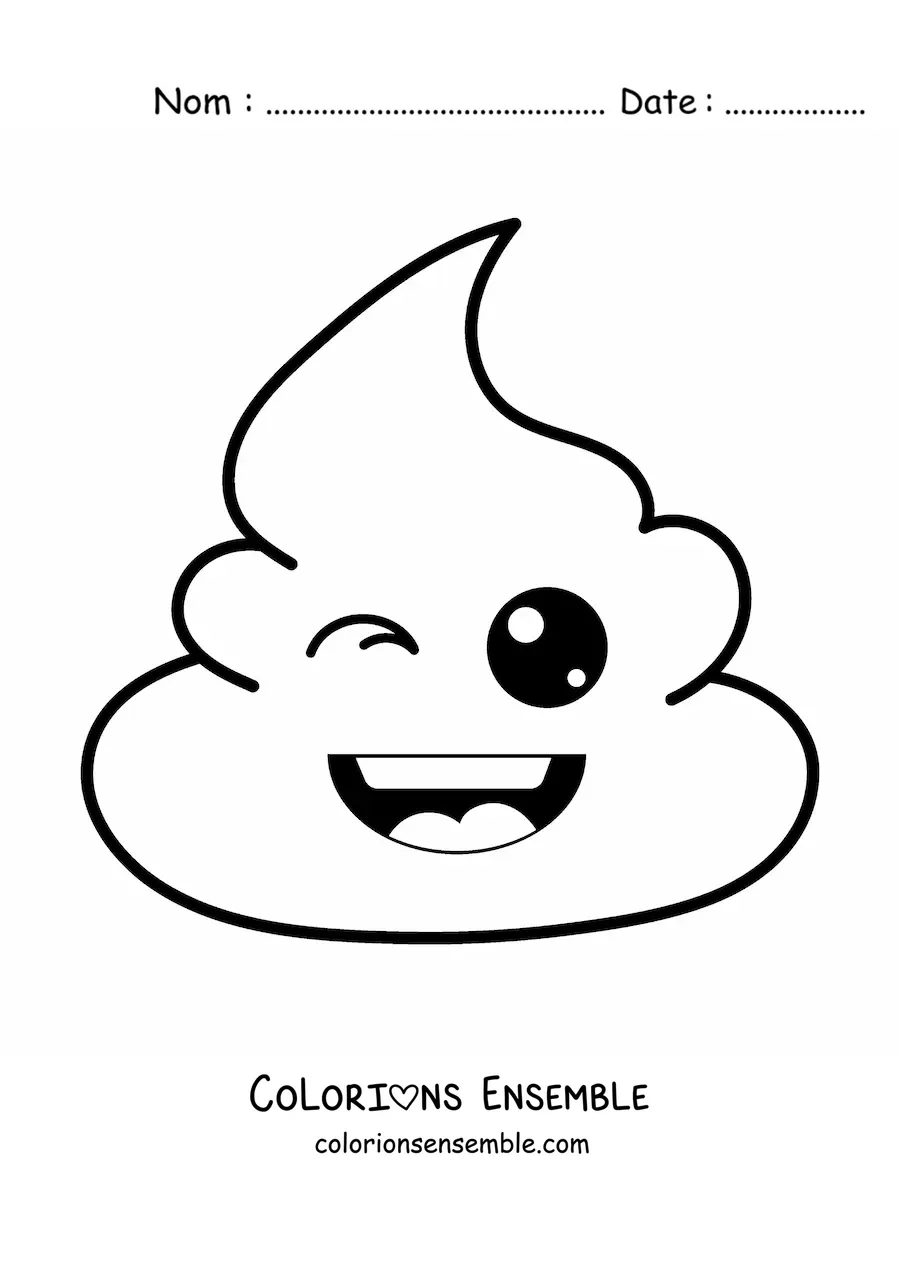 Image à colorier d'un emoji de petit caca heureux
