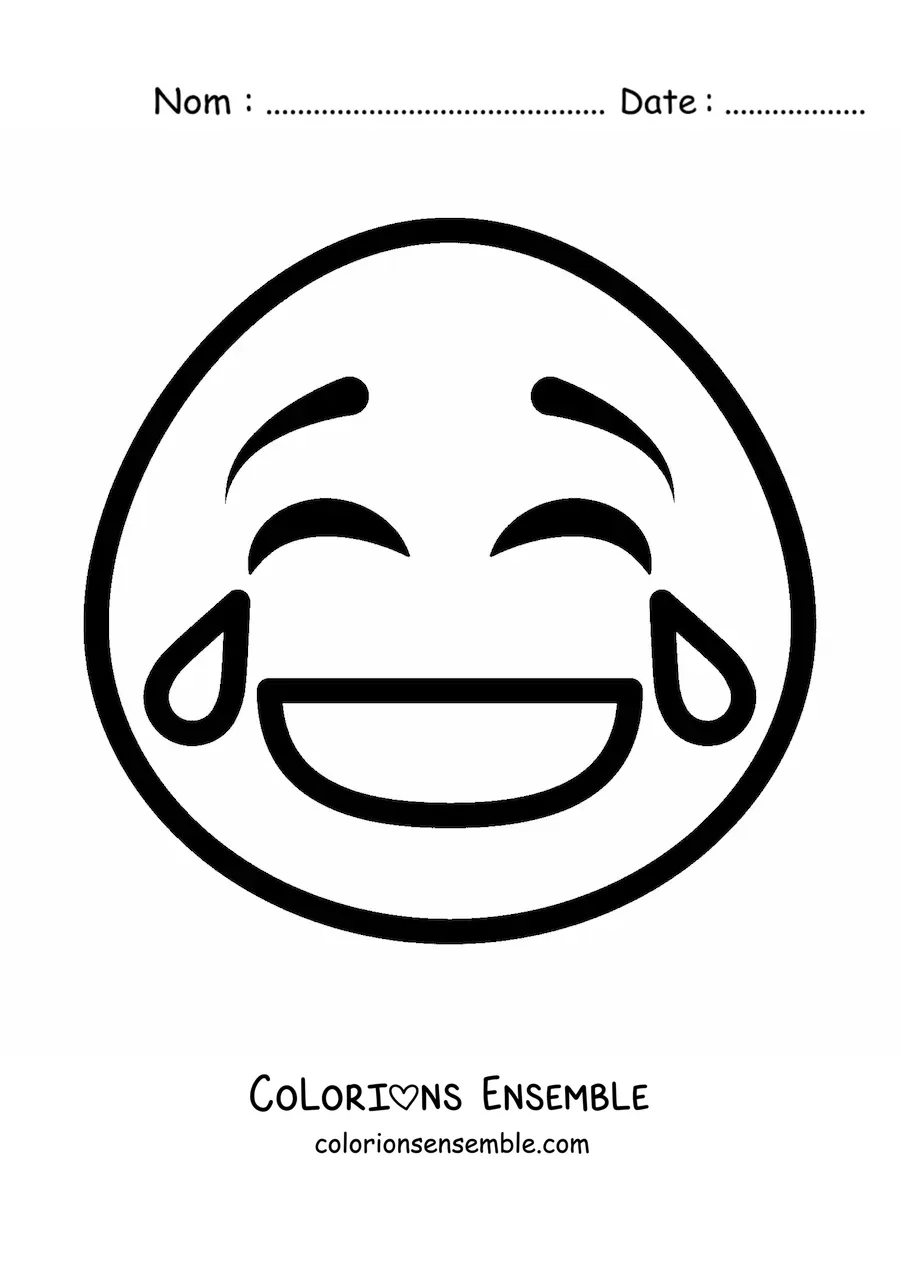 Image à colorier d'une émoticône de petit visage qui rit