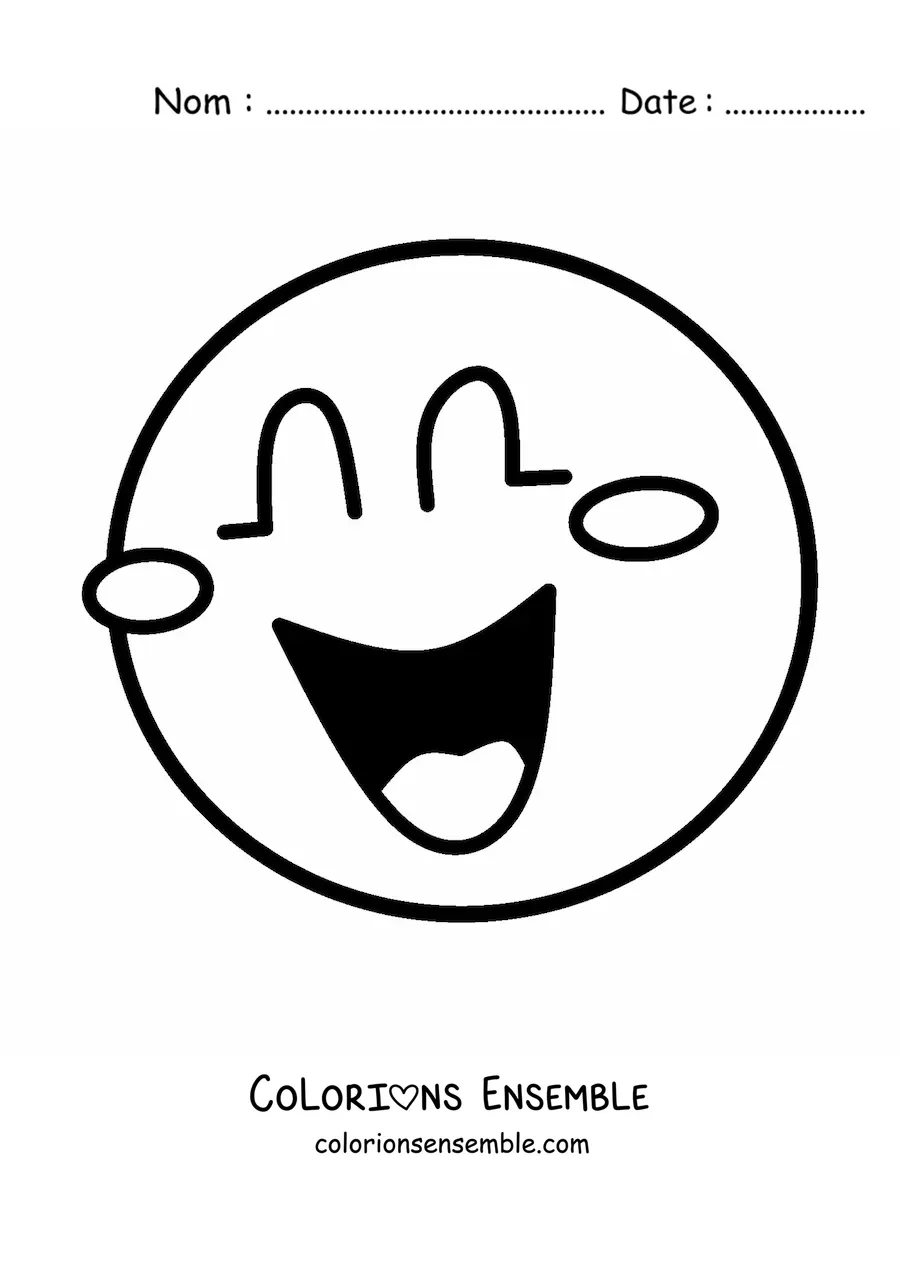 Image à colorier d'une émoticône de rire