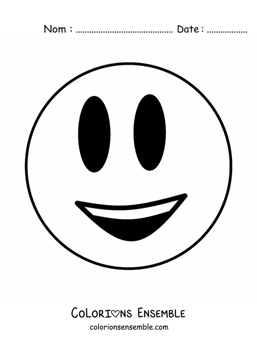 Image à colorier d'une émoticône de visage heureux