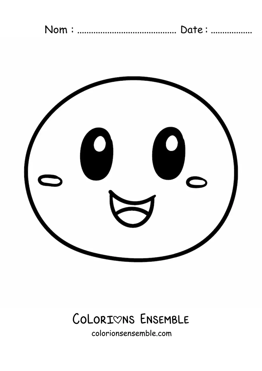 Image à colorier d'une émoticône de petit visage heureux