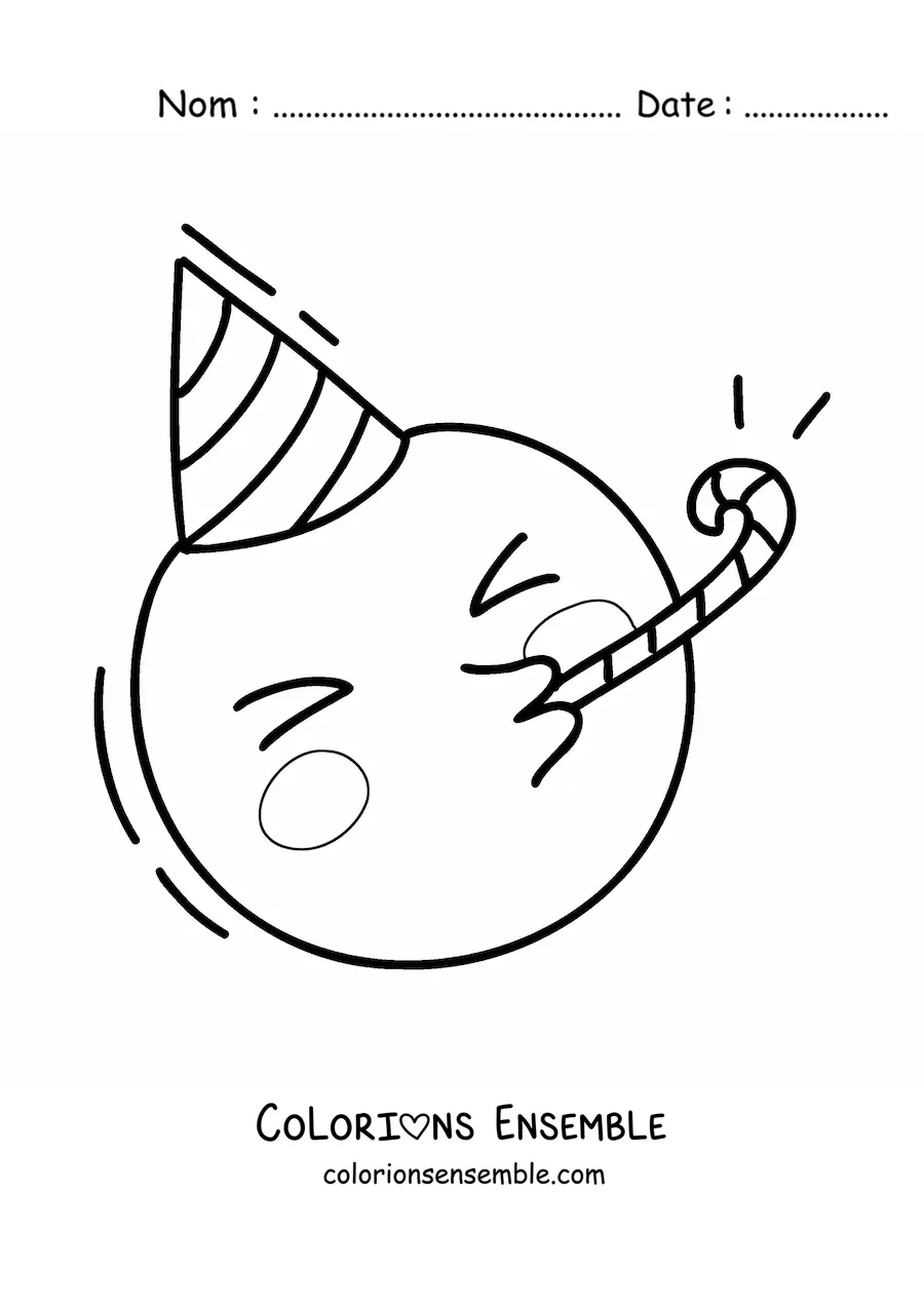 Image à colorier d'un emoji d'anniversaire