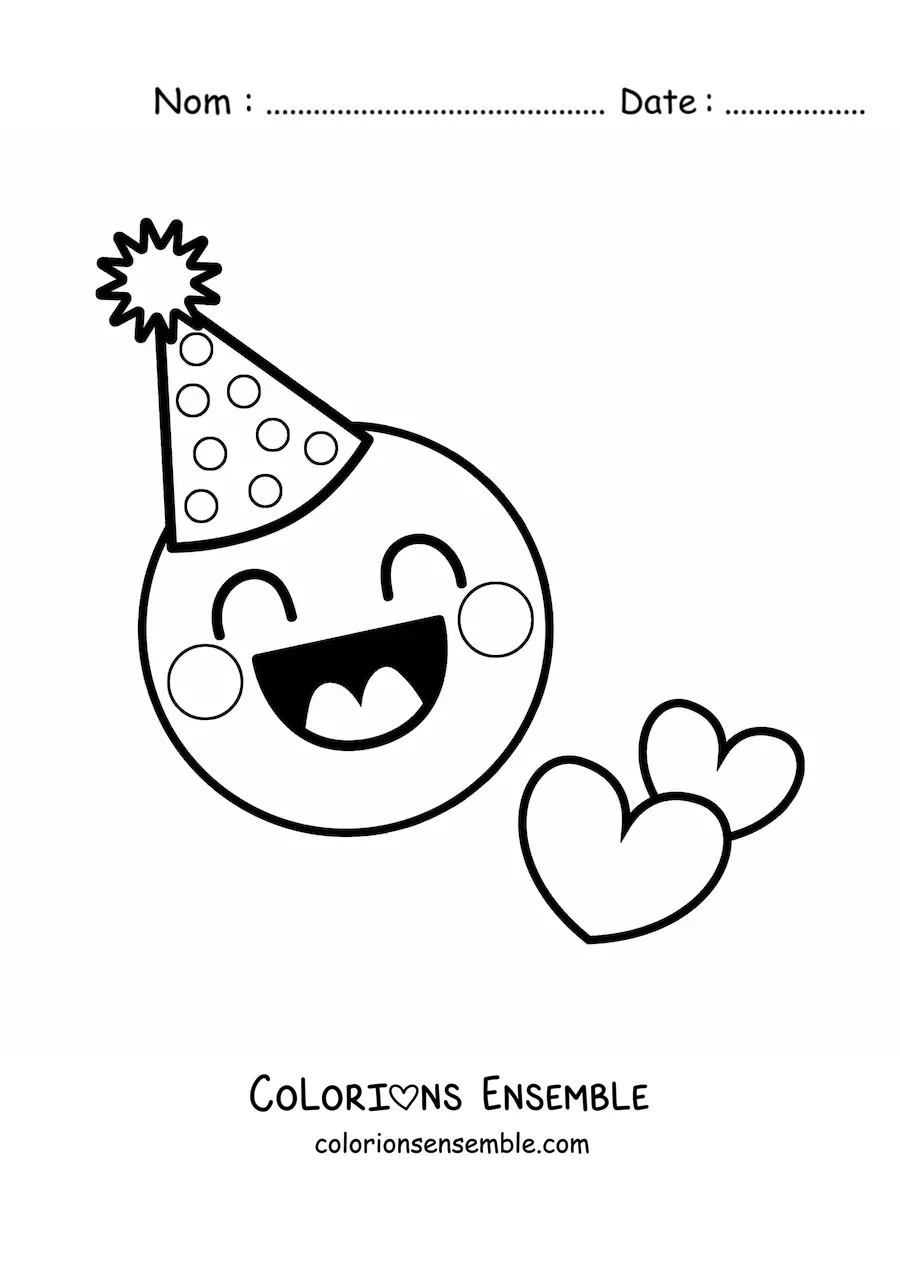 Image à colorier d'un emoji de joyeux anniversaire