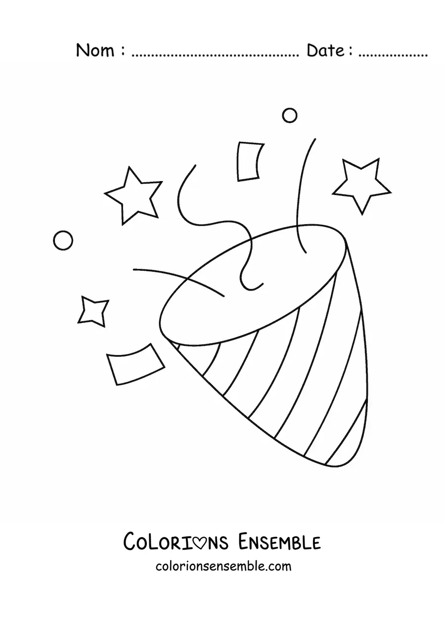 Image à colorier d'un emoji de cotillon de fête