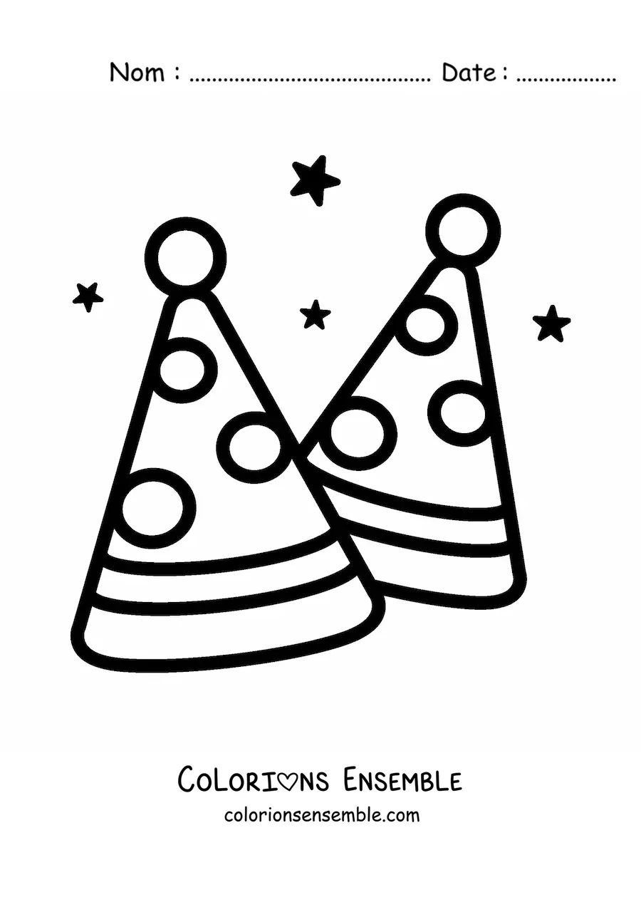 Image à colorier d'un emoji de chapeaux de fête d'anniversaire