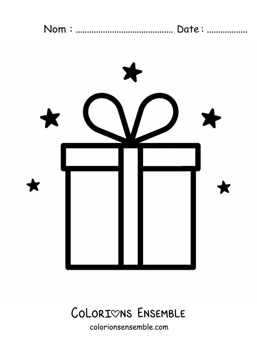 Image à colorier d'un emoji de cadeau d'anniversaire