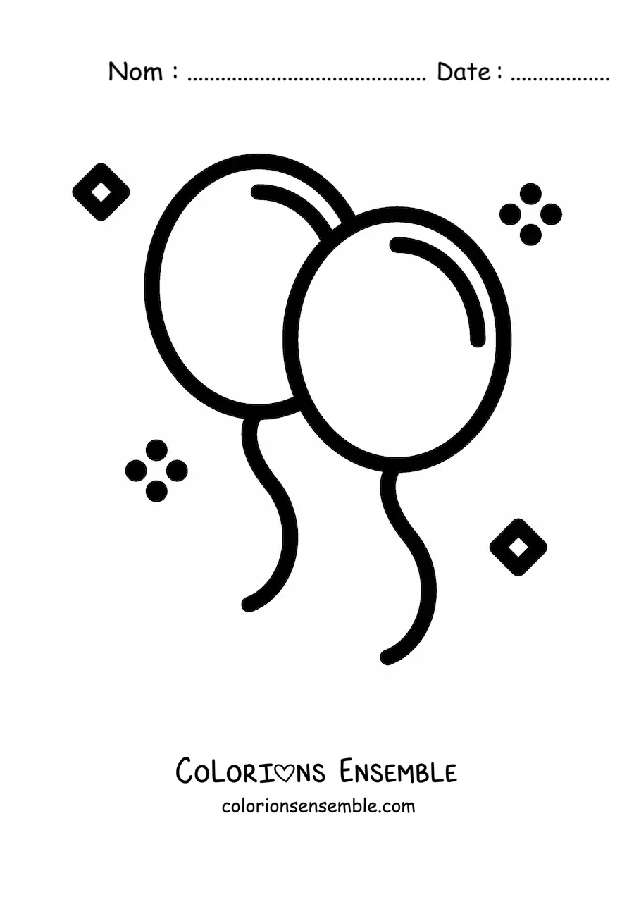 Image à colorier d'un emoji de ballons d'anniversaire
