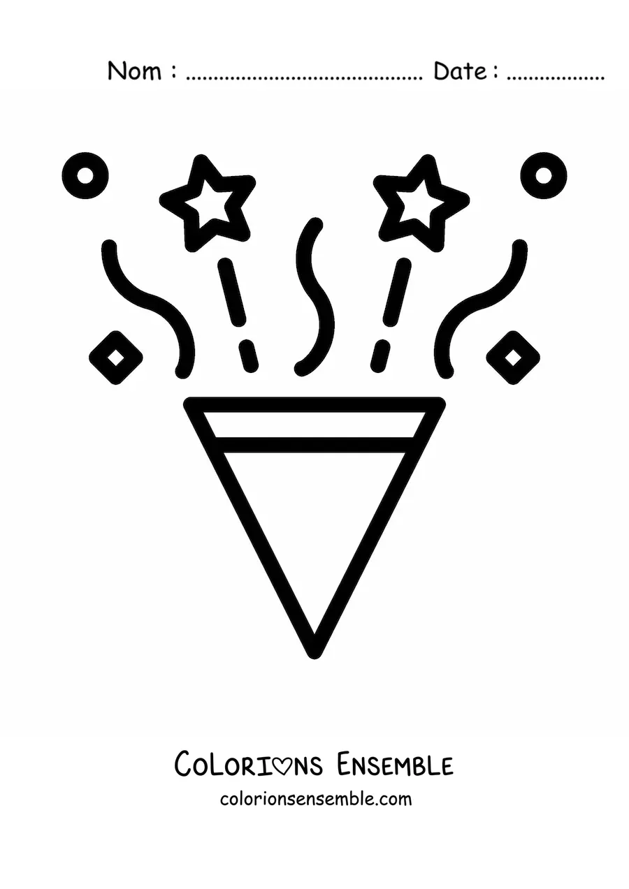 Image à colorier d'un emoji de cotillon de fête d'anniversaire