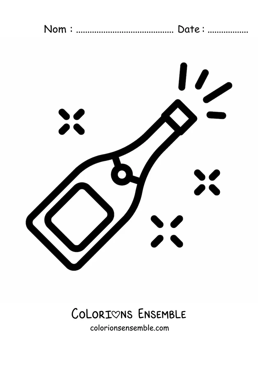 Image à colorier d'un emoji de champagne de fête