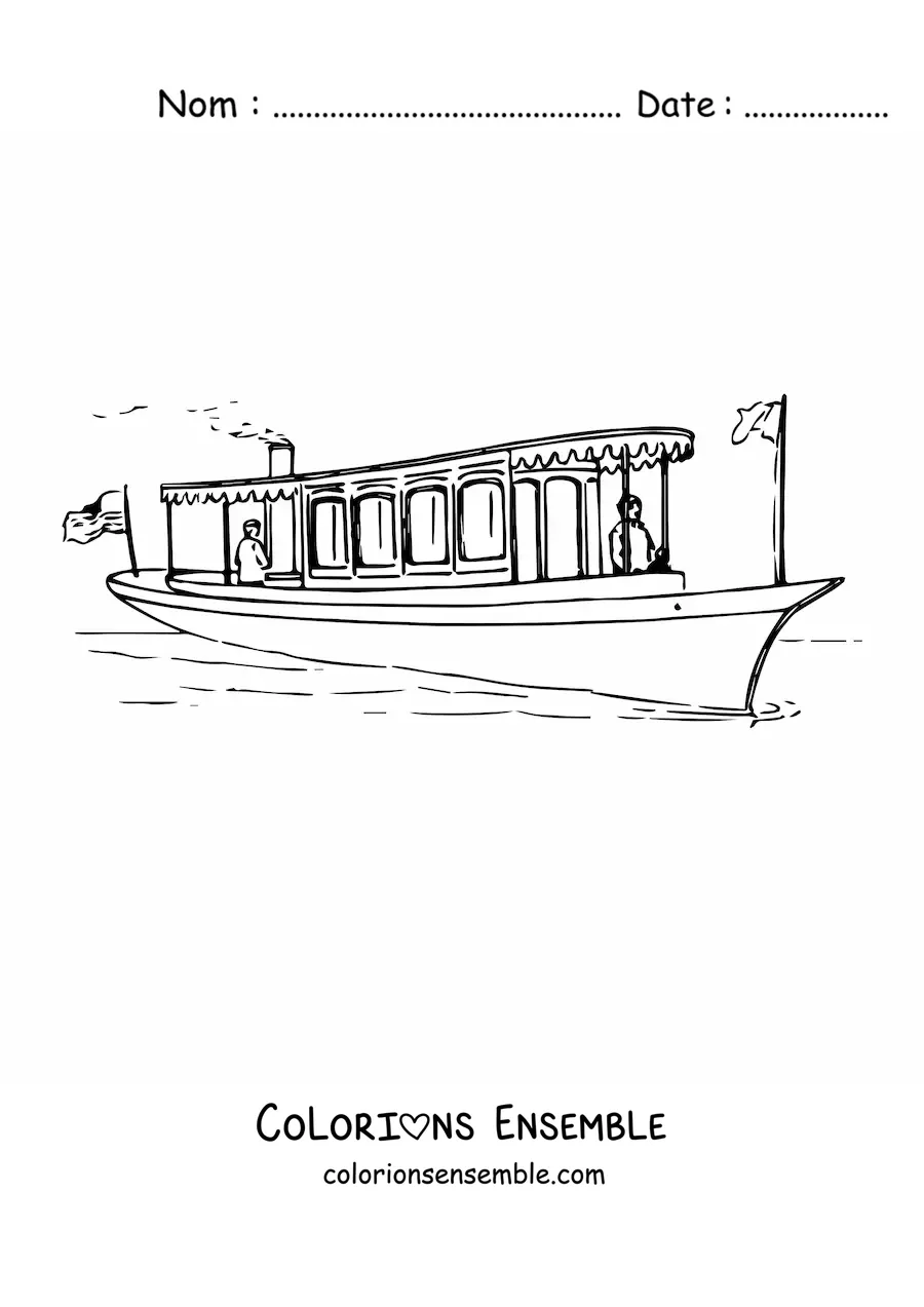 Image à colorier d'un bateau à vapeur sur la mer