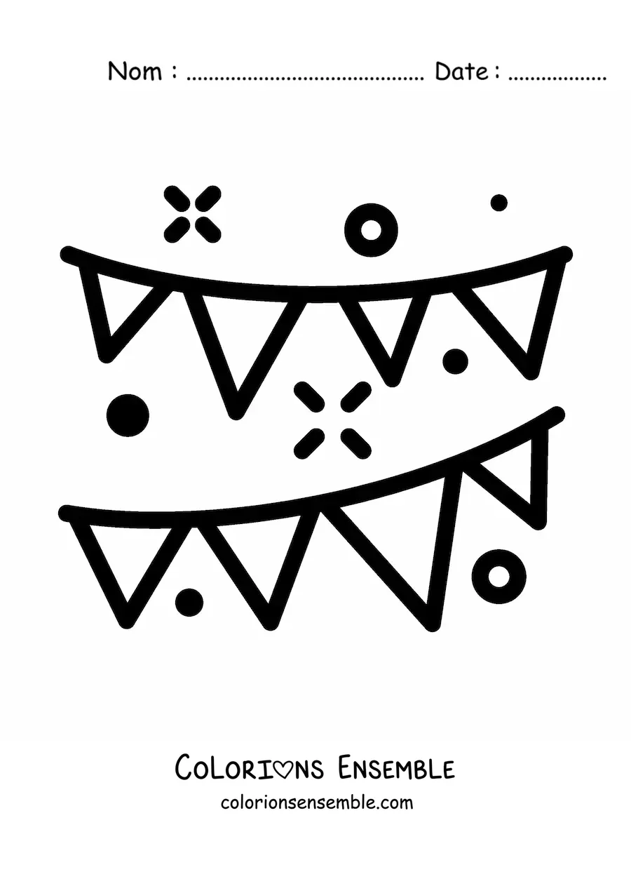 Image à colorier d'un emoji de décorations de fête d'anniversaire