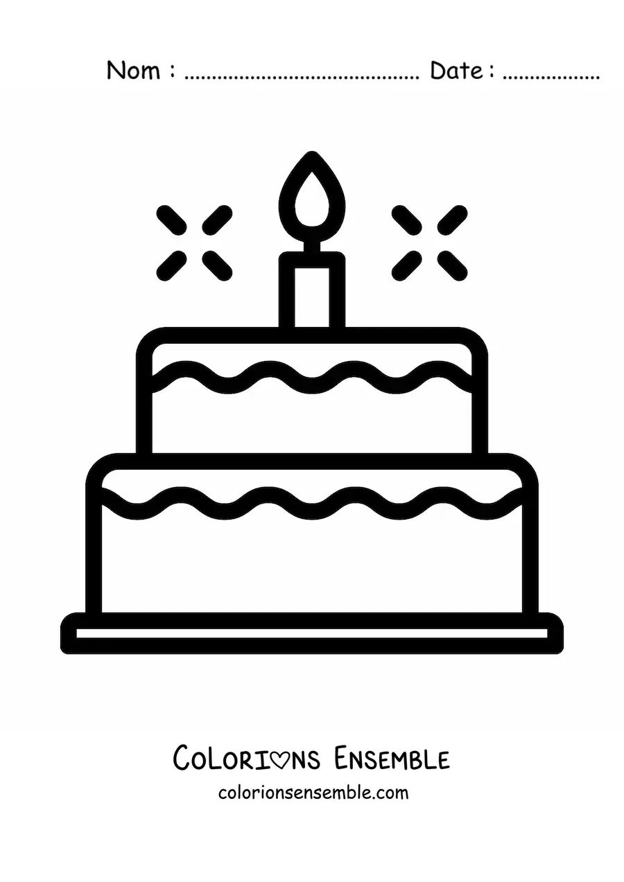 Image à colorier d'un emoji de gâteau d'anniversaire