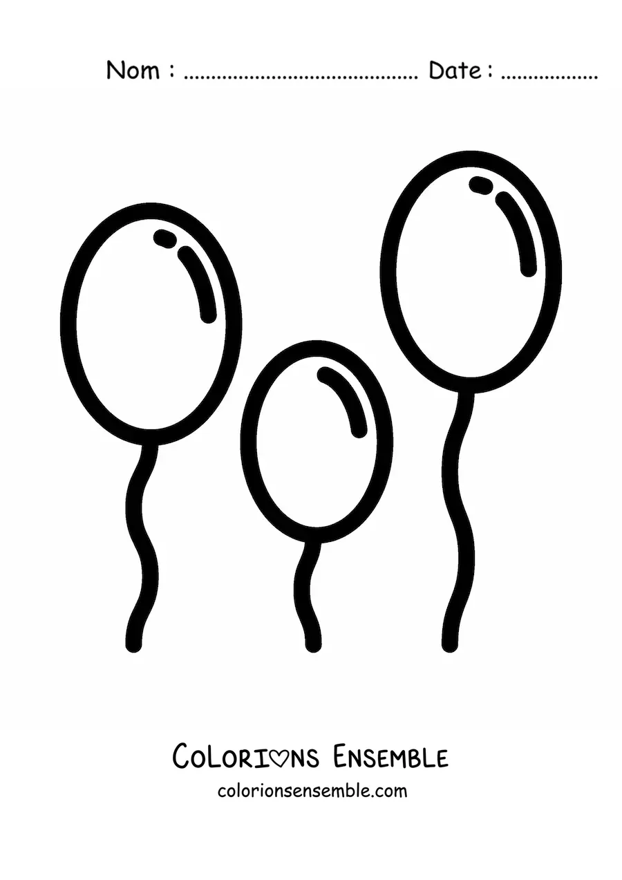Image à colorier d'un emoji de ballons de fête