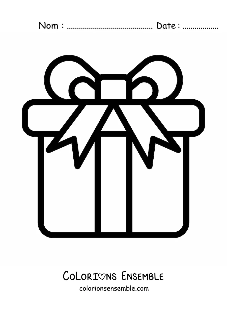 Image à colorier d'un emoji d'un grand cadeau d'anniversaire