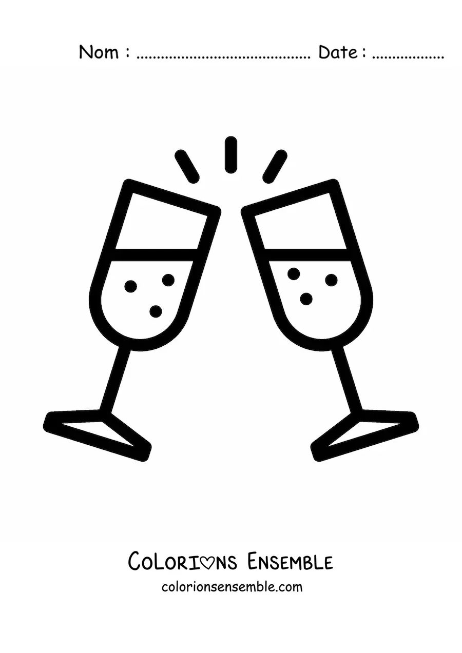 Image à colorier d'un emoji de toast d'anniversaire