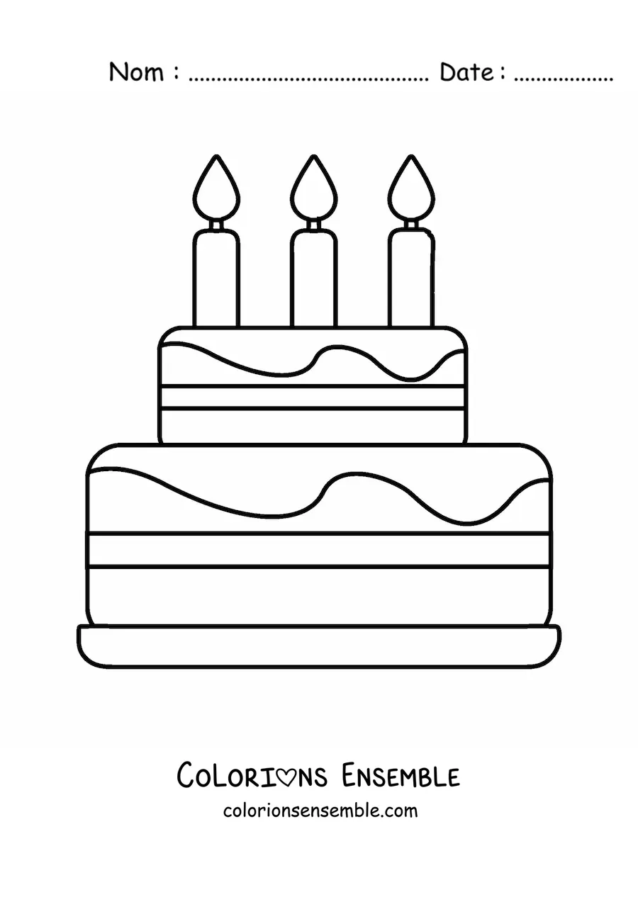 Image à colorier d'un emoji de tarte d'anniversaire