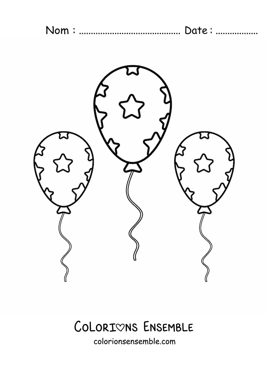 Image à colorier d'un emoji de ballons de fête