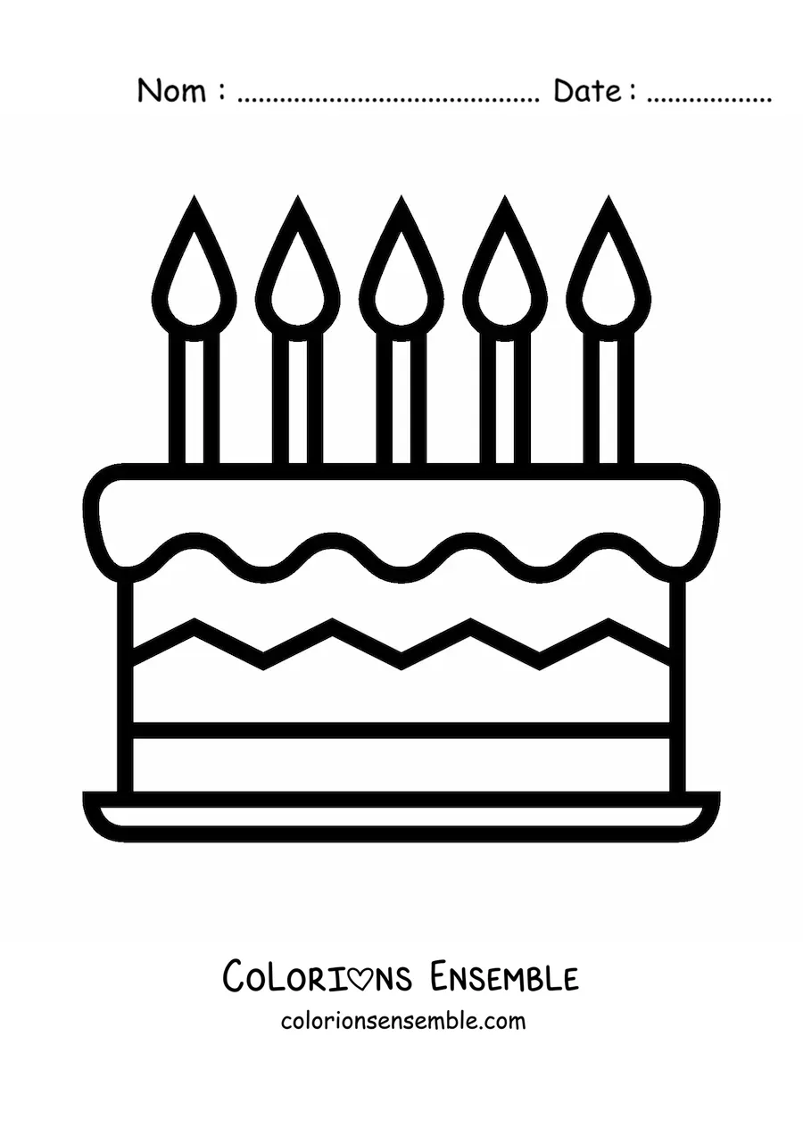 Image à colorier d'un emoji de gâteau d'anniversaire