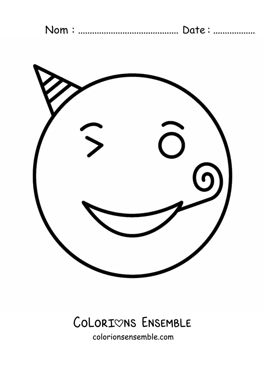 Image à colorier d'un emoji de fête
