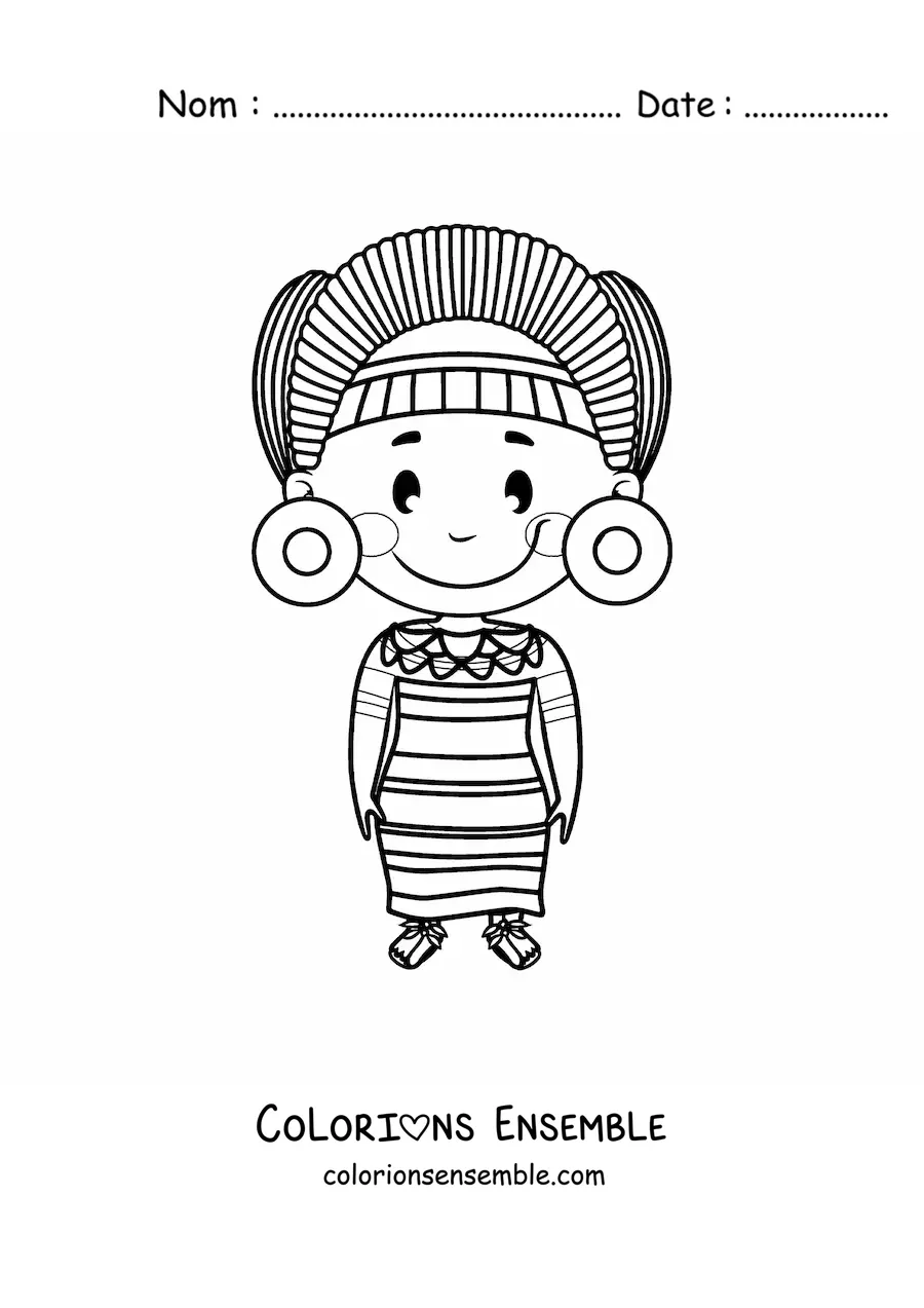 Image à colorier d'une femme maya