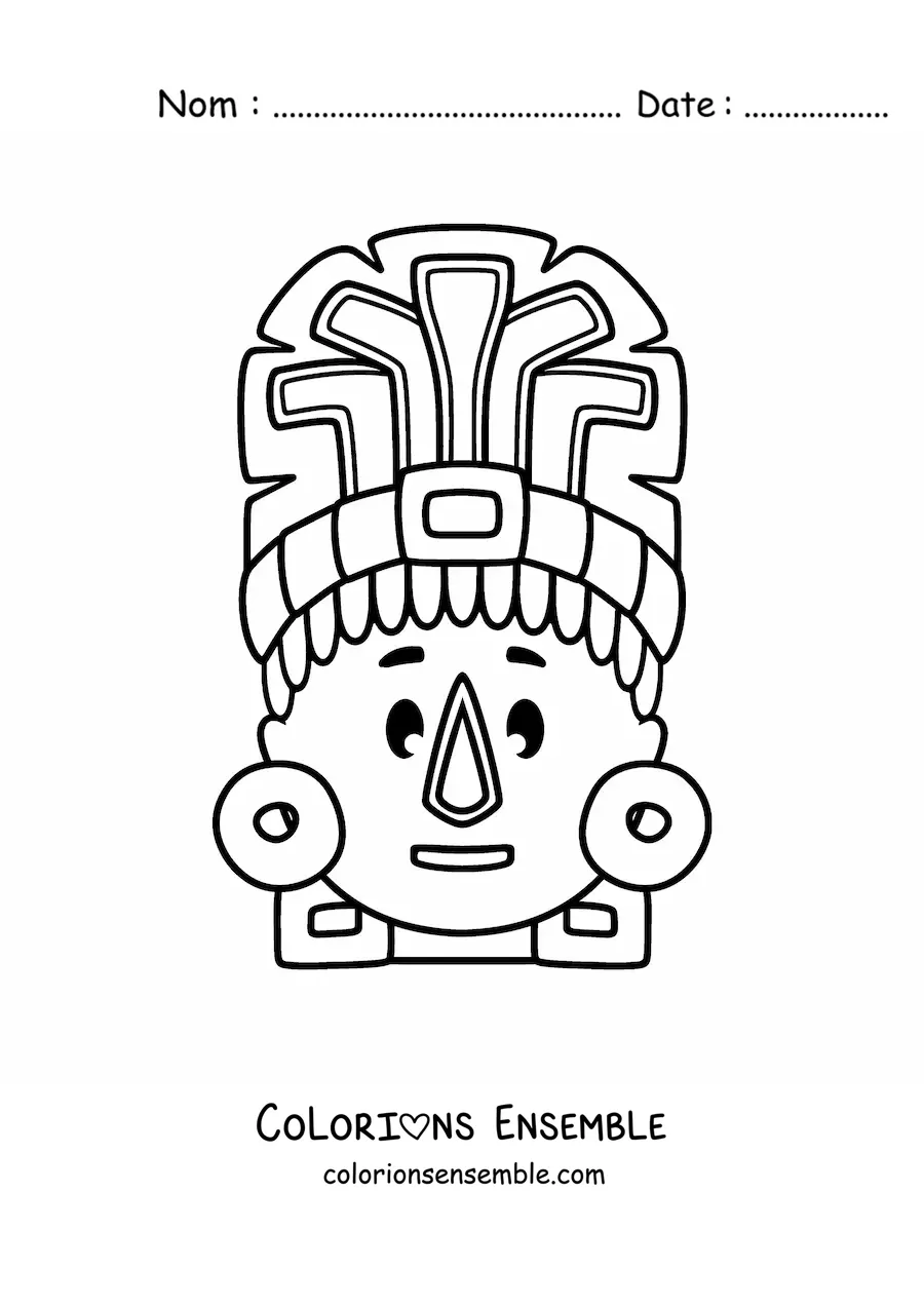 Image à colorier d'un masque maya