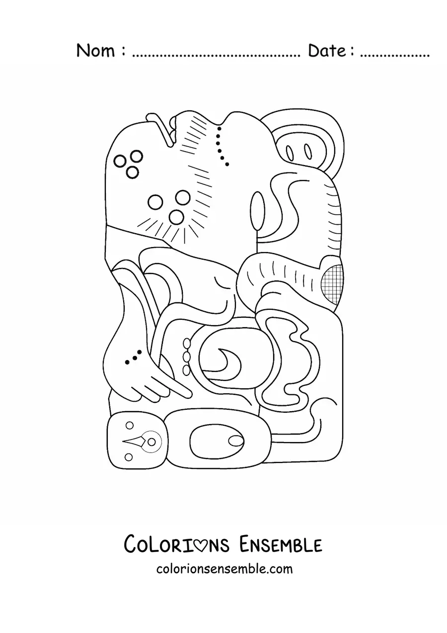 Image à colorier d'un hiéroglyphe maya