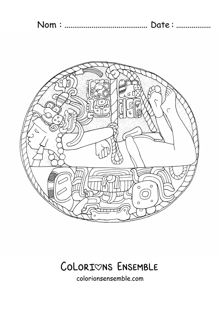 Image à colorier d'un sacrifice maya