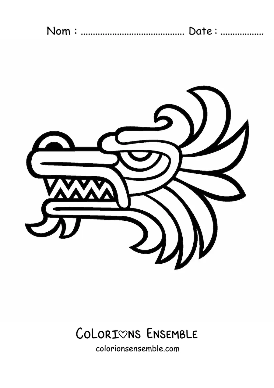 Image à colorier d'une sculpture maya