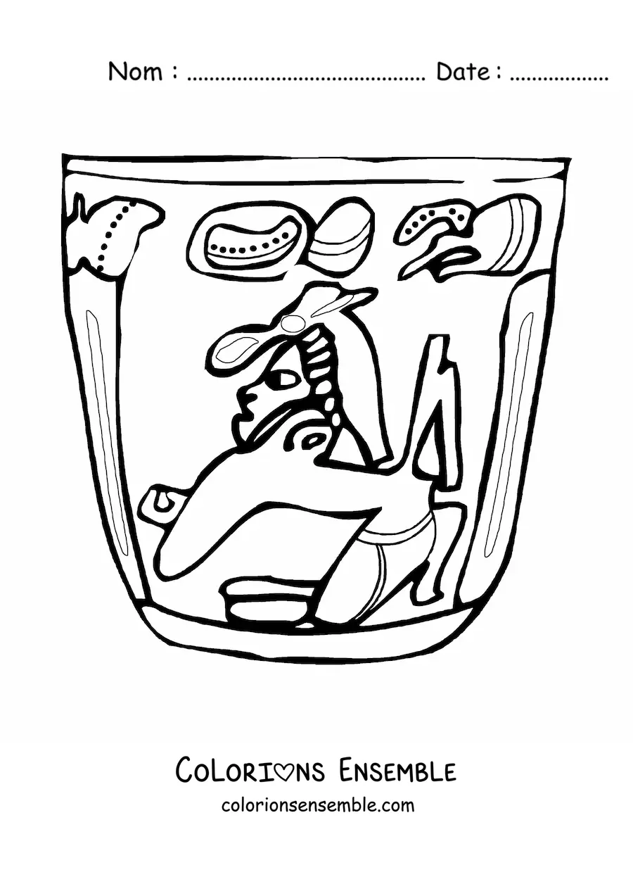 Image à colorier d'un vase maya