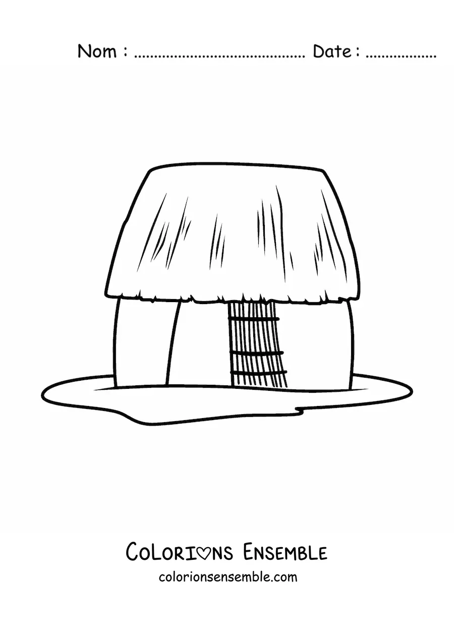 Image à colorier d'une hutte d'habitation maya