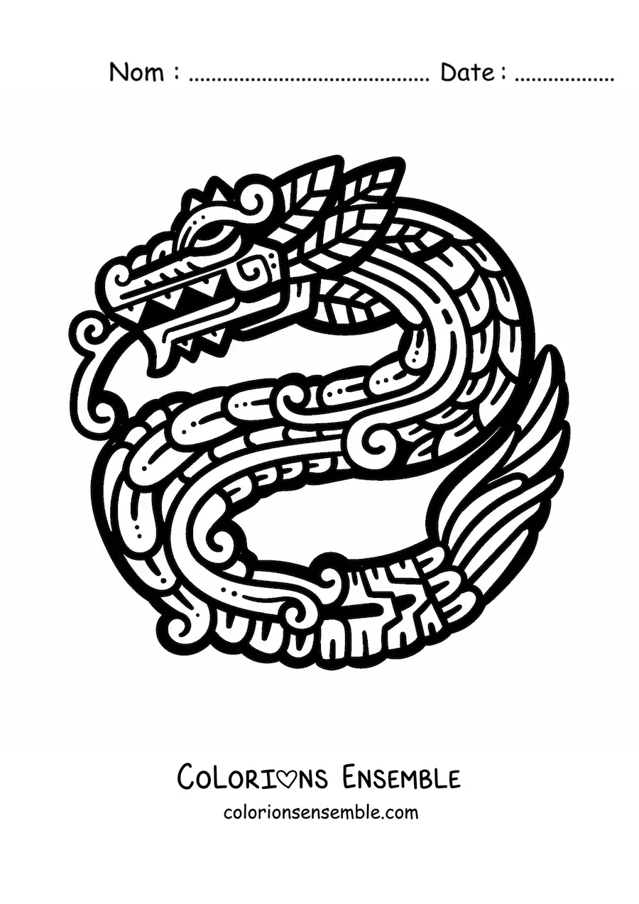 Image à colorier d'un serpent aztèque