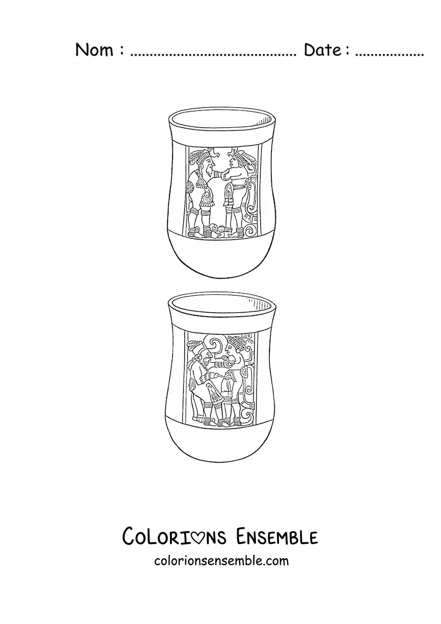 Image à colorier de vases aztèques