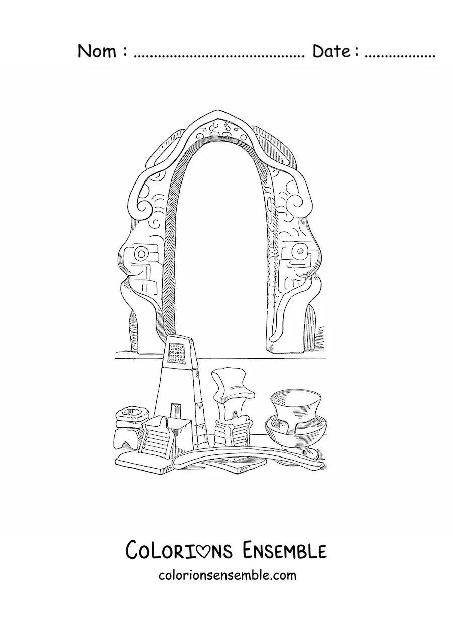 Image à colorier d'art aztèque