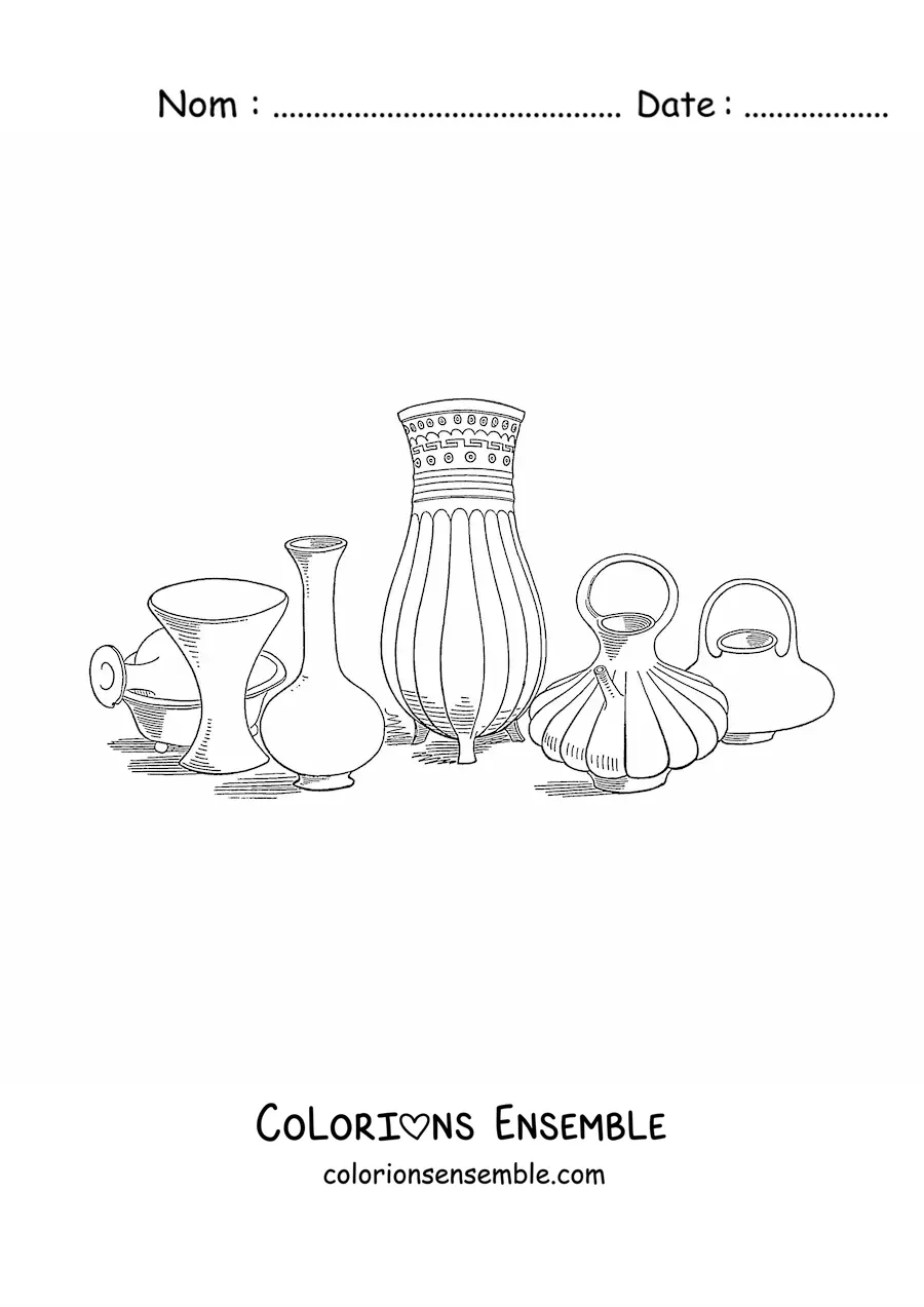 Image à colorier d'une poterie aztèque